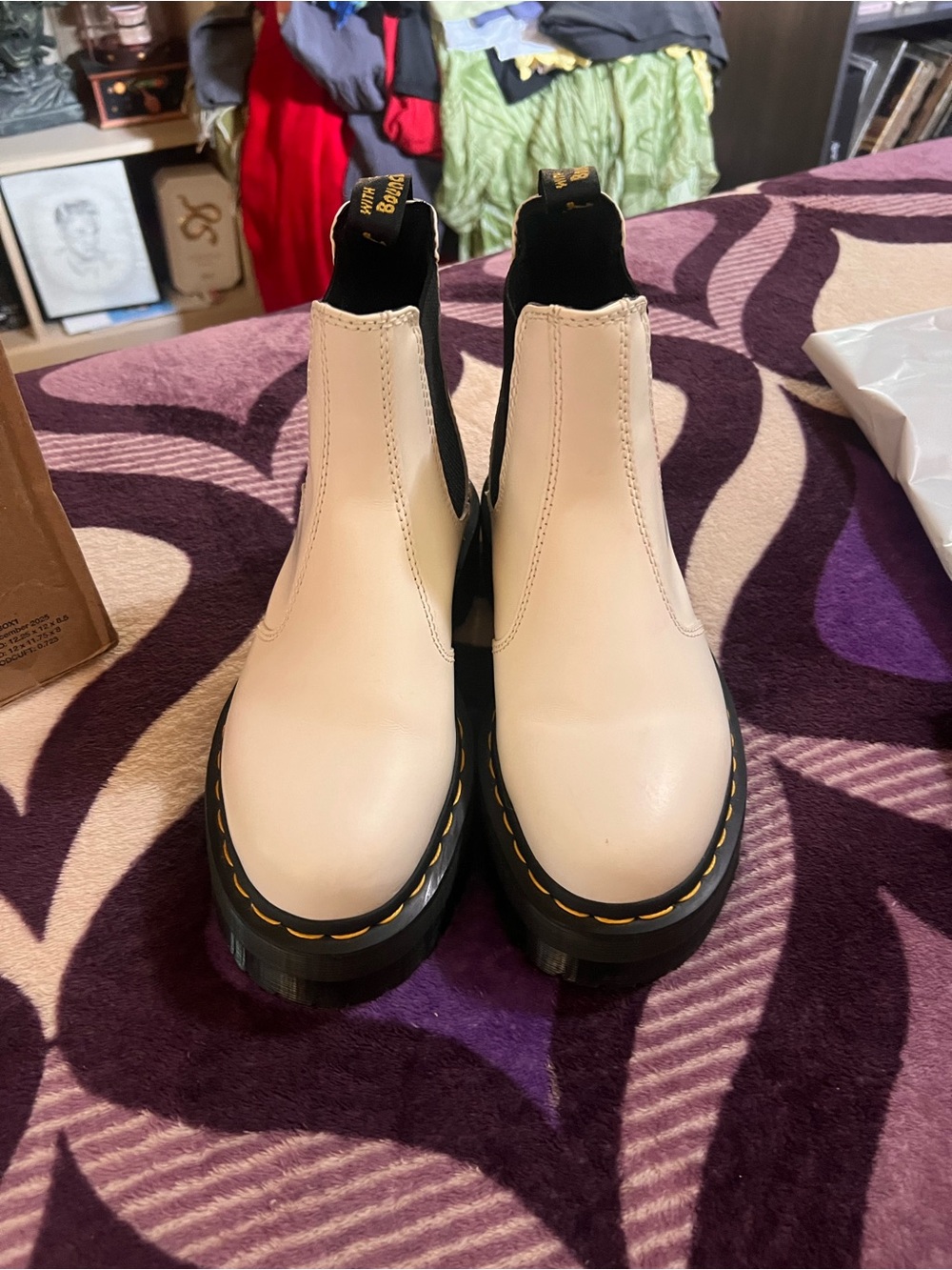 Dr. Martens White Chelsea Platform Boots